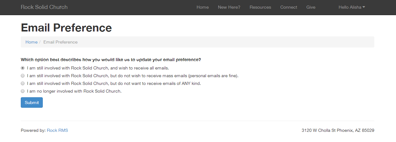 Unsubscribe Page