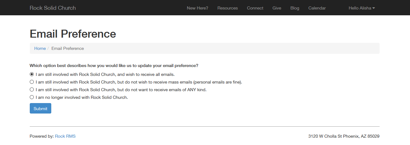 Unsubscribe Page