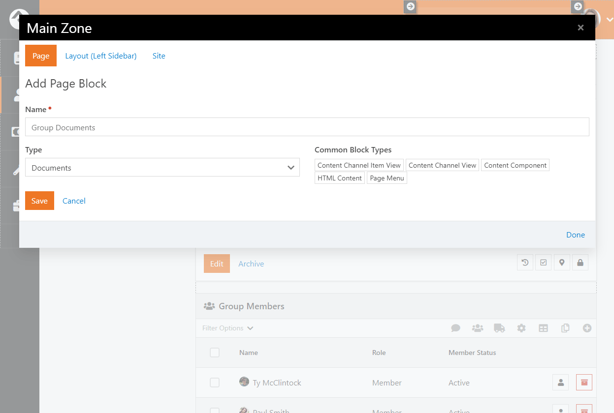 Add Group Documents Block