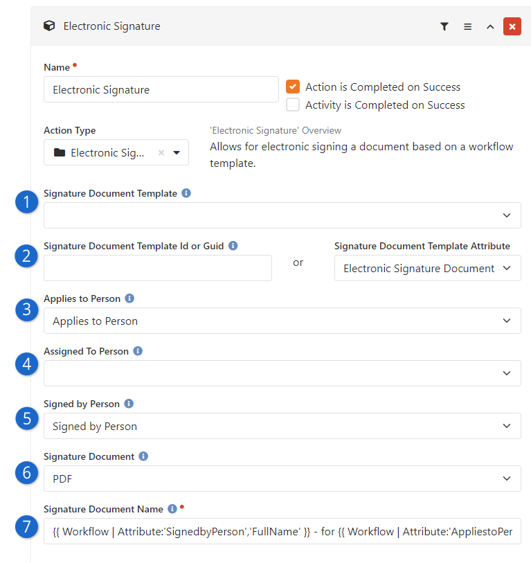 Electronic Signature Workflow Action