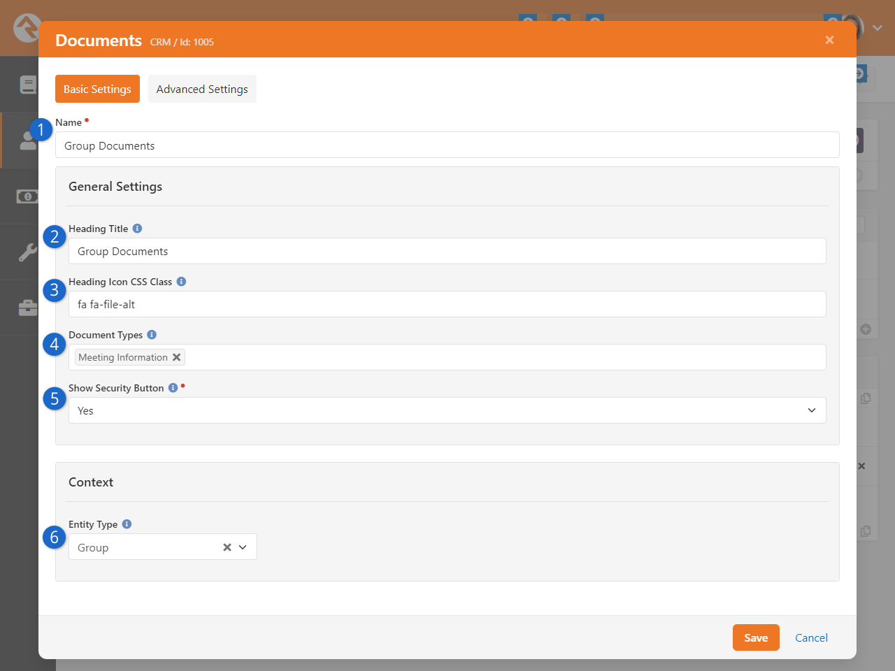 Documents Block Settings
