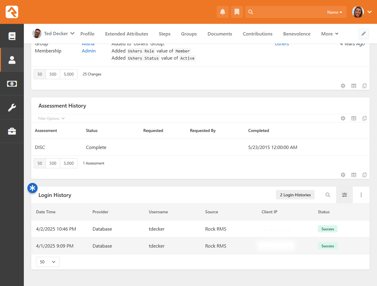 Login History Person Profile