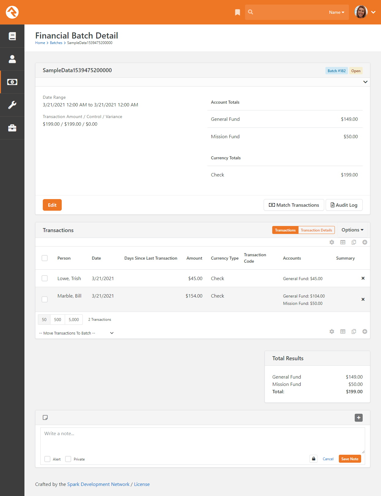 Adding Notes to Batches