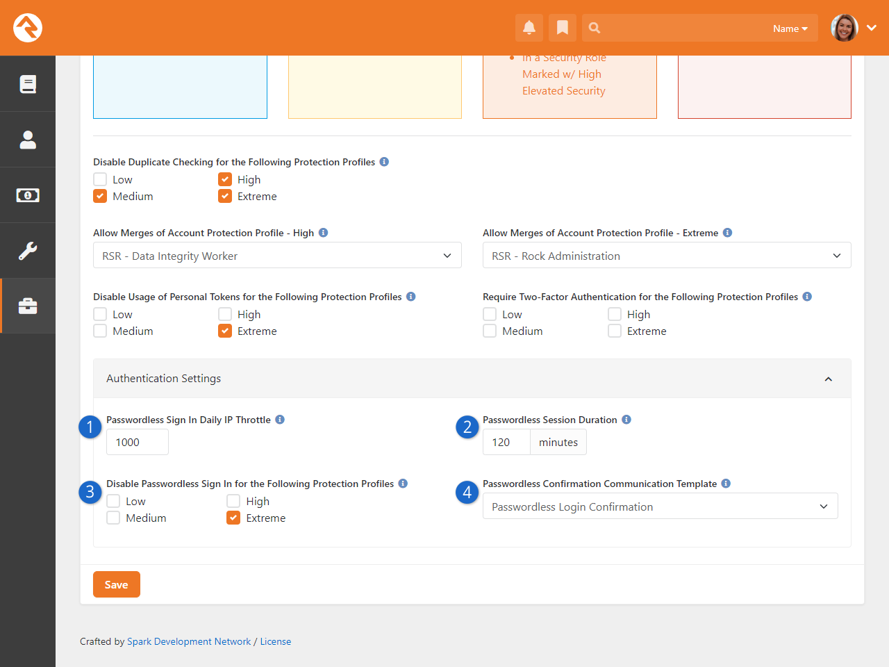 Security Authentication Settings