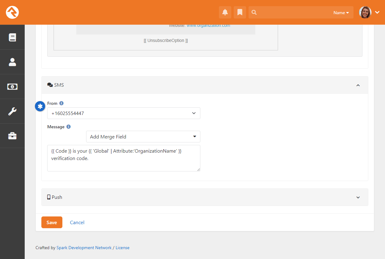System Communication SMS Setup