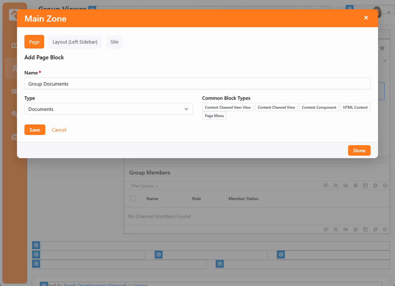Add Group Documents Block