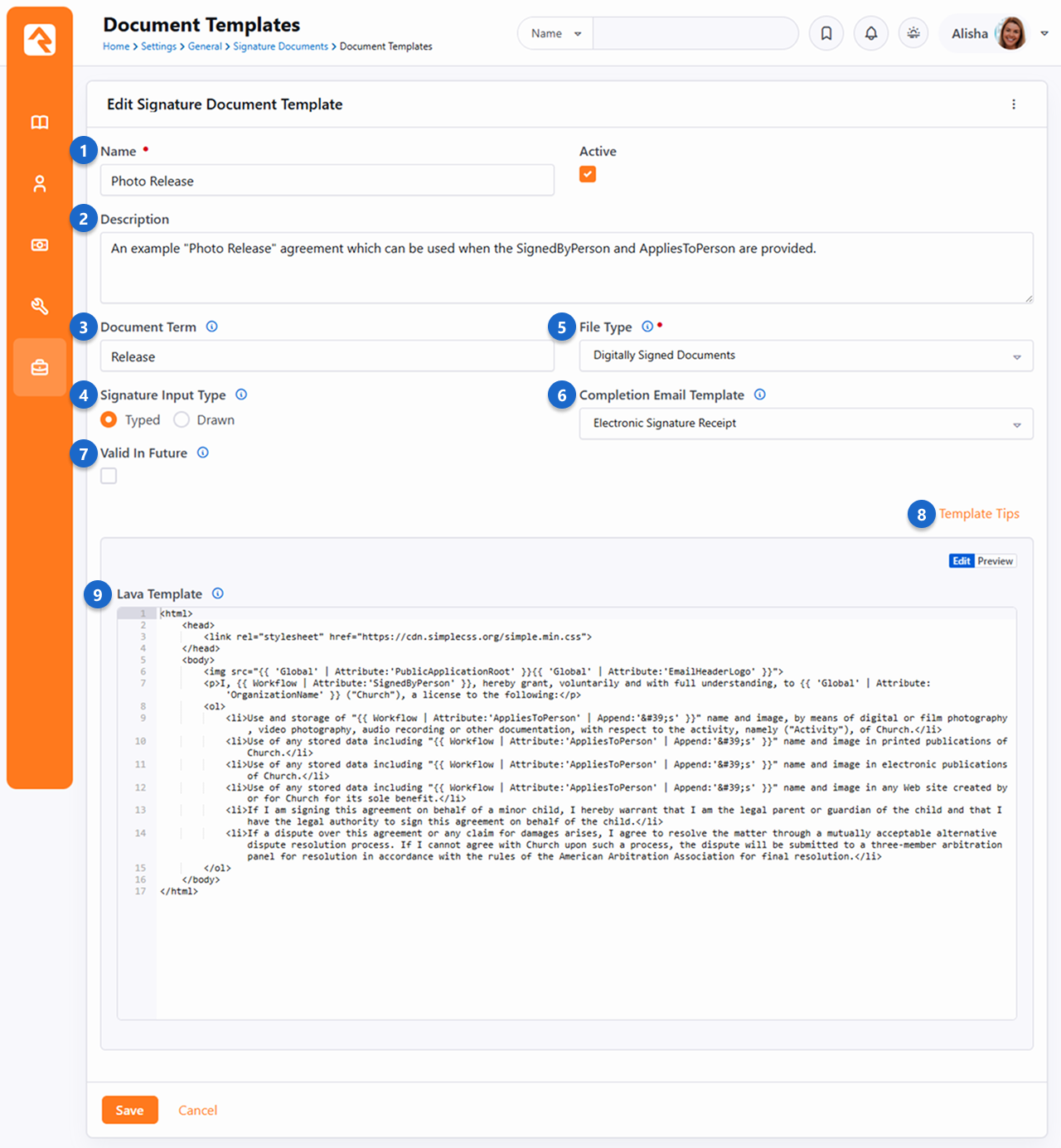 Signature Document Template