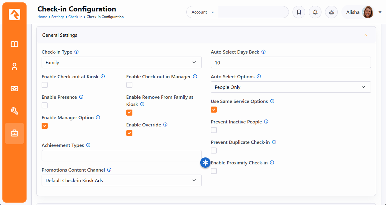 Beacon identifier setting in Rock Check-in Configuration