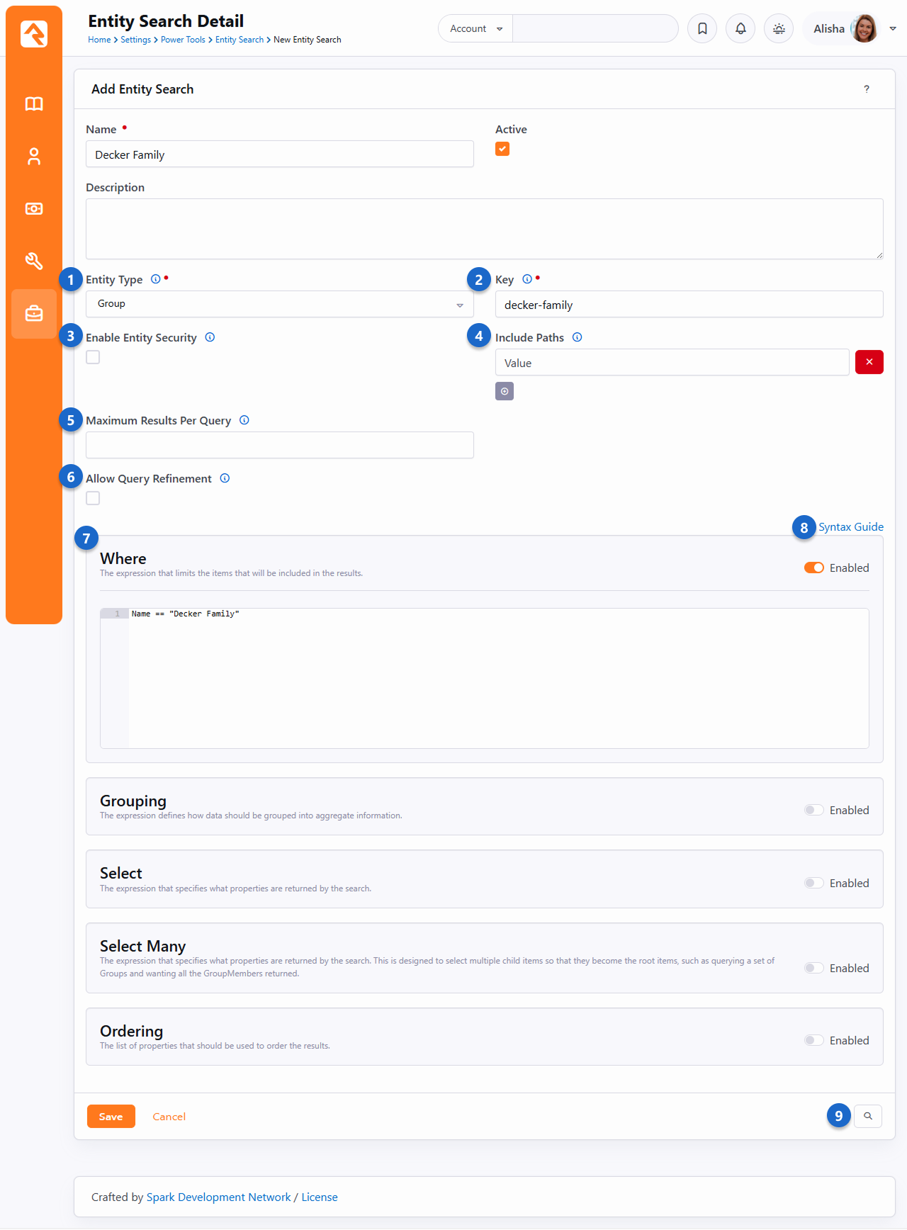 Entity Search Detail