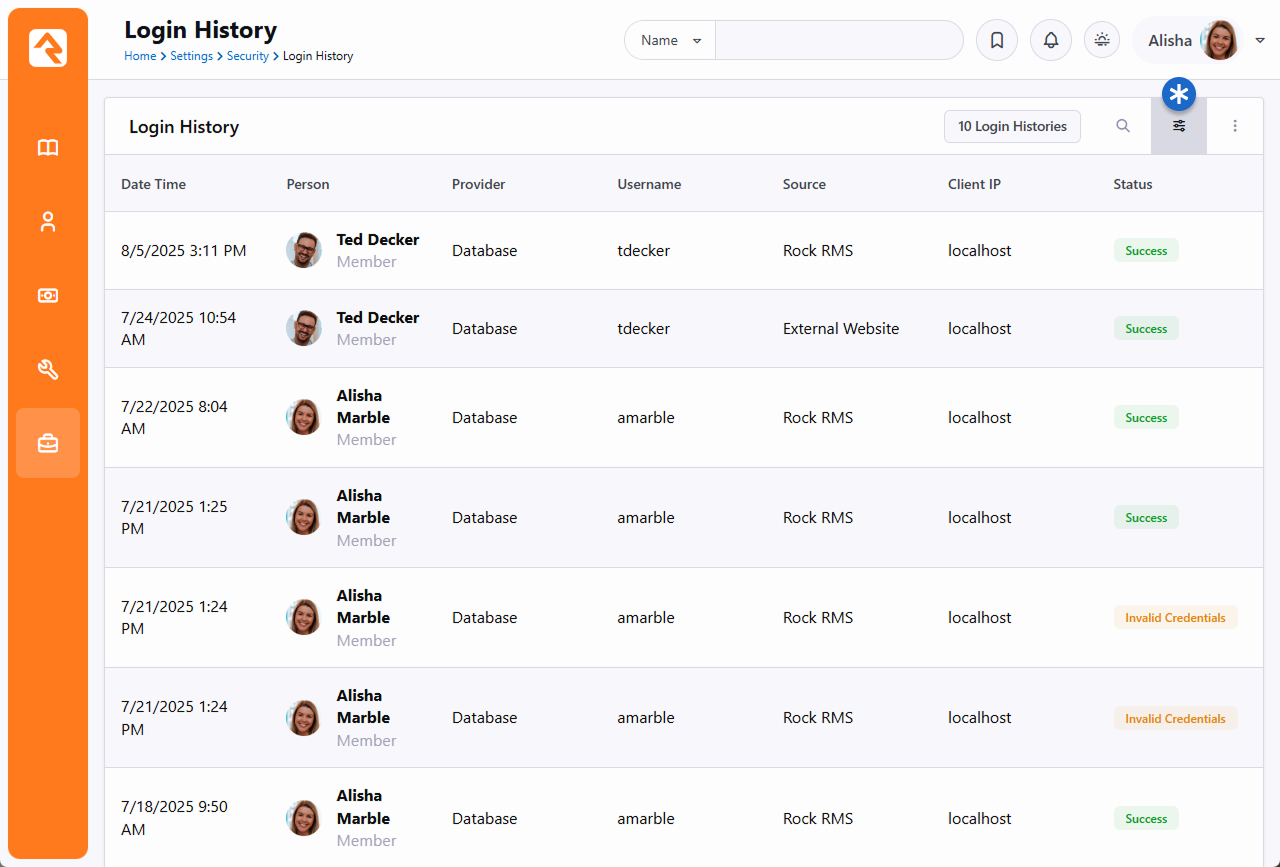 Login History