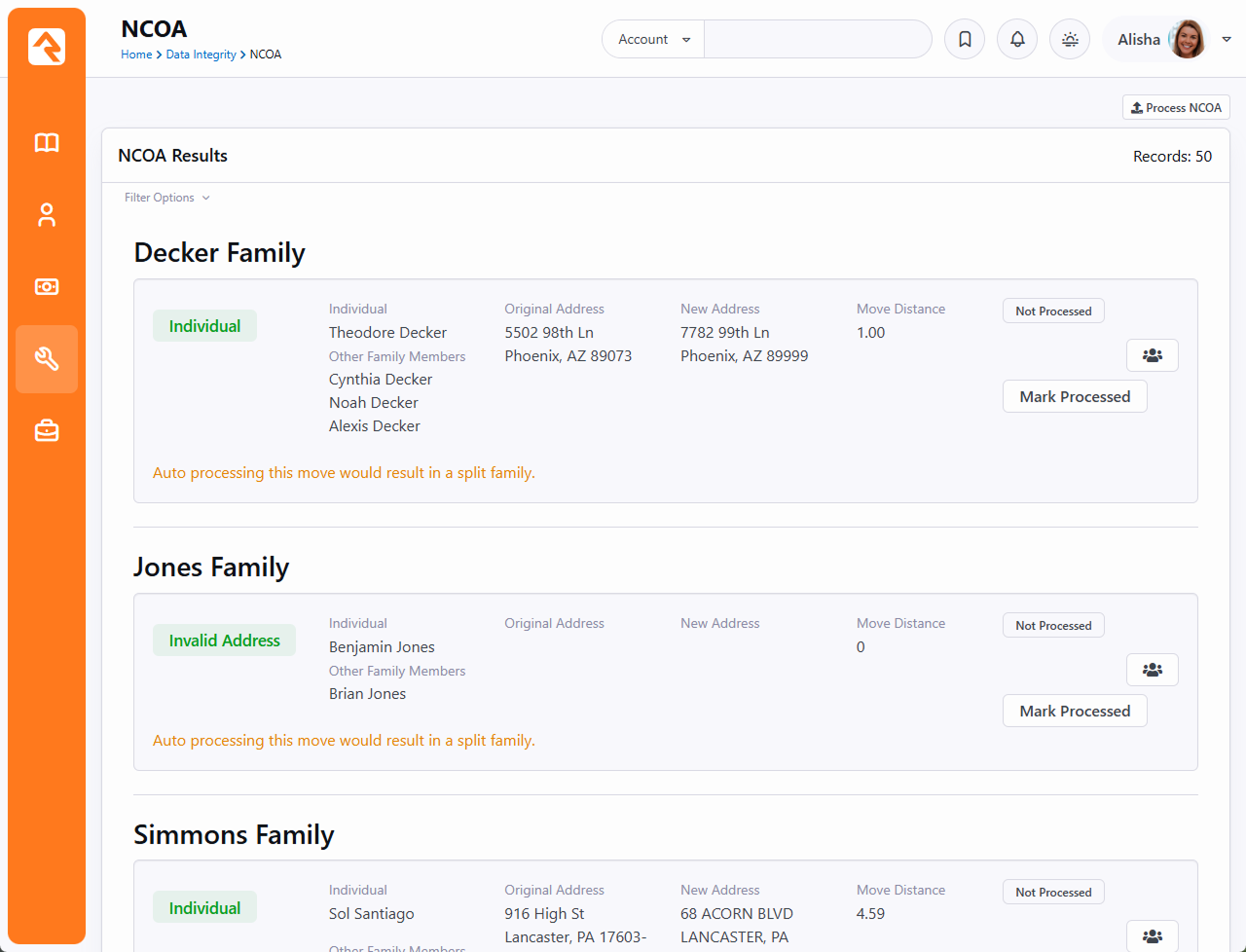 NCOA Results Page